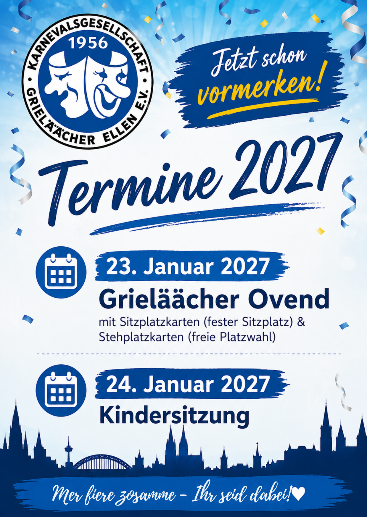Du betrachtest gerade Termine 2027 -Jetzt vormerken